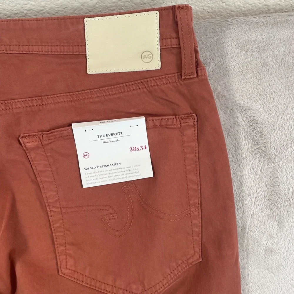 AG Adriano Goldschmied Everett Slim Straight‎ Jeans 38x35 Worn Copper NWT $188